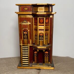 Unbranded Marquetry Architectural Model  Handmade Rare Folk Art